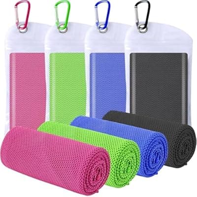 [LSLCQW] LSLCQW 4 Pack Cooling Towels (40"x12"), Cooling Towels for Neck and Face, Gym Towel for Working Out, Soft Breathable Microfiber Ice Towel for Yoga Sport Running (Blue/Green/Pink/Black)