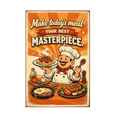 [Carastora] Make Todays Meal Your Best Masterpiece Tin Sign Vintage Kitchen Wall Decor Retro Chef Cooking Quote Metal Poster Farmhouse Culinary Art 8x12 Inch Food Lover Home Cafe Wall Display