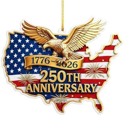 [Valyria] USA 250th Anniversary Ornament, 2D Acrylic 1776 2026 American Flag Decorations, America 250 Years Christmas Tree Ornaments Independence Gift