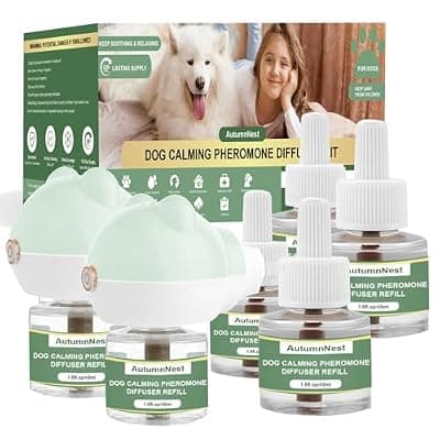 [AutumnNest] Calming Diffuser for Dog, Pheromone Plug-in Set (2 Diffusers & 6 Refill 48ml) for Dog Anxiety Relief, Reduces Barking, Aggression, Destructive Behavior, Fireworks Fear, 180-Day Dogs Calming Diffuser