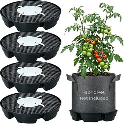 [Generic] 4Pcs Self-Watering Fabric Pot Base for 5 Gallon Grow Bag, 12.6" Self-Watering Pot Base Plant Saucer with Natural Hemp Rope, Auto-Irrigation System for Indoor Outdoor Greenhouses Grow Tents Gardens