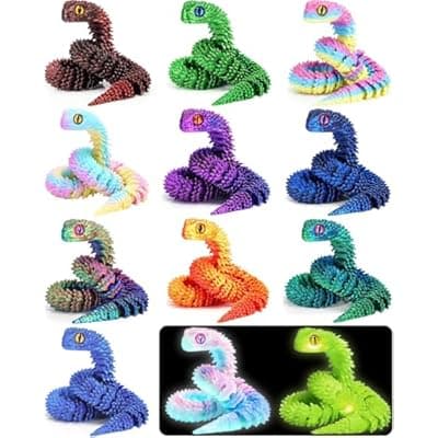 [WEEJOYGAM] WEEJOYGAM 12Pcs 12in 3D Printed Snake Toy, 3D Printed Toys 3D Printed Animals Fidget Toys, Home Decor Cool Stuff Christmas Easter Birthday Party Favors Gifts for Kids Children Adults Teens Boys Girls
