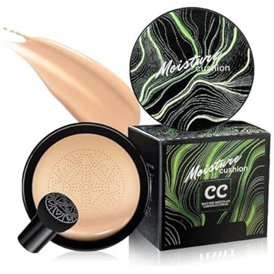 [Ihrlpxkc] Air Cushion CC Cream Foundation - BB Cream Concealer for Older Women, Foundation Makeup Brightening & Moisturizing Concealer Full Coverage Matte Finish, Tattoo Cover up Makeup Waterproof (Buff Beige)