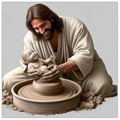 [Lophomie] Lophomie Jesus Diamond Art Kits for Adults, 5D DIY Religious Diamond Painting Kits for Beginners, Full Drill Round Gem Art for Adults Home Wall Decor 14x14in