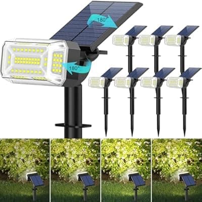 [Kipeini] Kipeini 102 LEDs Solar Spot Lights Outdoor, [ 4 Modes/8 Pack] Solar Spotlights Waterproof IP65, Adjustable Light & Panel Landscape Flood Powered Lights for Yard Garden Pathway Wall (Cool White)