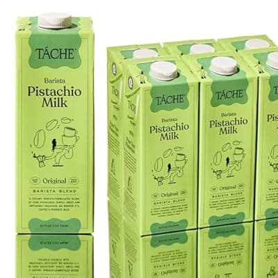 [T\u00E1che] Táche Pistachio Milk, Original Vegan Barista Pistachio Creamer with No Added Oil, Frothy, Perfect Pistachio Cream for Coffee and Lattes, Plant-Based Dairy Alternative, (32oz, 6-Pack)
