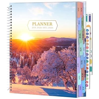 [CAGIE] CAGIE 2026 planner Weekly and Monthly Jan 2026-Dec 2026 Hardcover Hourly Daily Planners for Women 26 Calendar Planner with Stickers Spiral Bound Yearly Agenda, 8.5 x 11