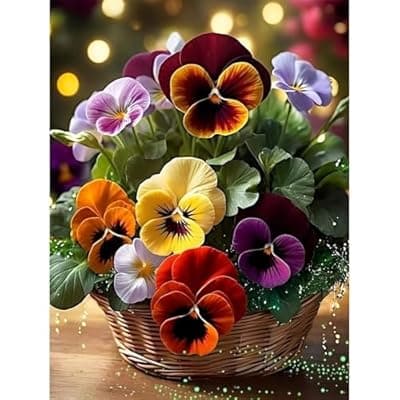 [Lophomie] Flower Diamond Art Kits for Adults, 5D DIY Diamond Painting Kits for Beginners, Full Drill Round Gem Art for Adults Home Wall Decor 12x16in