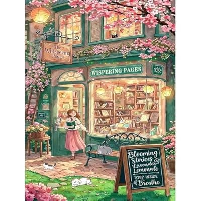 [Lophomie] Lophomie Diamond Art Kits for Adults, 5D DIY Book Diamond Painting for Adults Beginners, Diamond Dots Kits Gem Arts Crafts for Home Wall Decor 12x16 Inch(Bookshop)