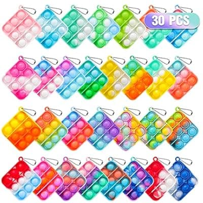 [Genuvi] Pop Fidget Toys Bulk Its Party Favors for Kids 4-8 8-12 30 Pack Mini Pop Keychain It Easter Basket Stuffers Egg Fillers Small Fidgets for Classroom Prizes Student Gifts Birthday Goodie Bag Stuffers