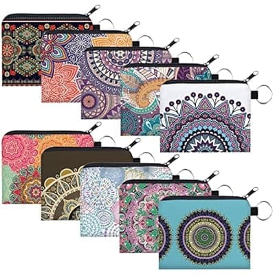 Deanfun Coin Purse for Women 10 Pack Purse Pouches for Inside Purse Mini Change Wallet with Zipper Bulk Keychain Cute Tampon Holder for Women -2