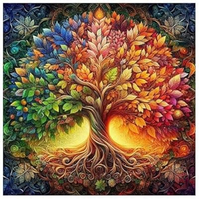 [Lophomie] Lophomie Diamond Art Kits for Adults, 5D Tree of Life Diamond Painting Kits for Beginners, DIY Full Round Drill Paint by Diamond Dot Gem Arts Crafts for Home Wall Decor 14x14 in
