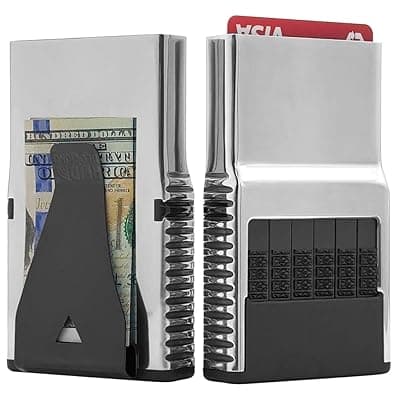 [ACM Wallet] ACM 3.0 Wallet for Men - Compact RFID Blocking Metal Wallet with Removable Cash Clip | Scratch Free Individual Card Selection (Trophy Polished)
