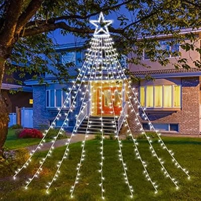 [XUNXMAS] XUNXMAS Christmas String Lights Outdoor Decoration 317 LED Star Fairy String Lights 8 Modes & Waterproof for Party Wedding Patio Yard New Year Holiday Indoor Outdoor Cool White