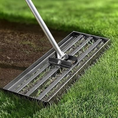 [KANGREST] Lawn Leveling Rake Heavy Duty 30x10 Inch, Reinforced Welds, 73" Adjustable Leveler Tool with Stainless Steel Handle for Lawns, Backyard, Garden, Golf Course, Farm, Level Soil or Dirt Ground Surfaces