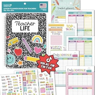 [Hadley Designs] Hadley Designs Teacher Planner 2026-2027 – Undated Teacher Planners, Homeschool Lesson Planner Book For Teachers Must Haves, Lesson Plan Book For Teachers Classroom Supplies & Appreciation Gifts