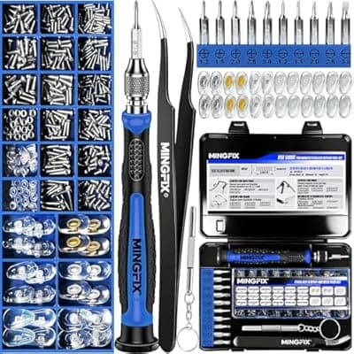 [MINGFIX] Eyeglass Sunglass Repair Kit,MINGFIX Magnetic Eye Glasses Repairing Tool Kit with Assorted Screws,Nose Pads,Small Screwdriver Bit Set & Tweezer with Mini Travel Case for Glasses,Sunglasses and Others