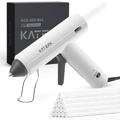 Katerk 60W Full Size Hot Glue Gun, Drip-Free 60s Fast Preheating with 15pcs Large Glue Sticks (7/16"), Heavy Duty Industrial Glue Gun Kit for Arts, Crafts DIY, Repair, Gift, Sealing, Decorating