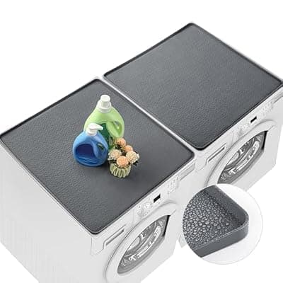 2 PCS Washer and Dryer Covers for the Top 25.6" X 25.6" Silicone Waterproof Washer Dryer Countertop Cover Anti-Slip Washing Machine Cover Washable Washer Dryer Top Protector Mat for Laundry (Grey)