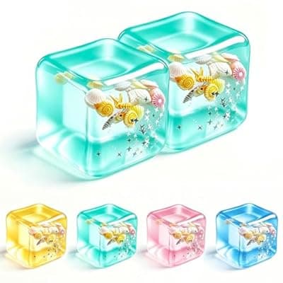 Squishy Ice Cube Fidget Toy - Gifts for Men Women Stress Ball for Desk Fidgeting, Soft Sensory Squeeze Toy for Visual Healing & Tactile Calm, Quiet Anxiety Relief Fidgets for Office, Classroom, Home