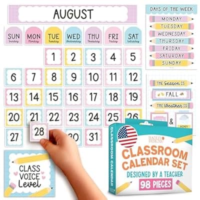 Classroom Calendar Set Bulletin Board Decor – School Calendar for Classroom Elementary, Pastel Bulletin Board Decorations, Kindergarten & Preschool Calendar Bulletin Board Set for Classroom Decor